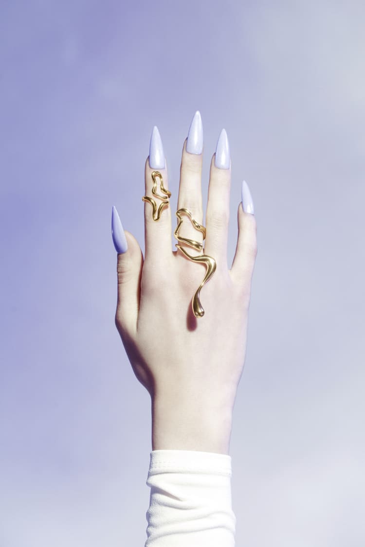 Juego de anillos de oro líquido
