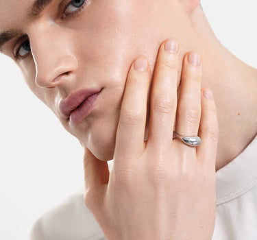 anillo abombado de plata