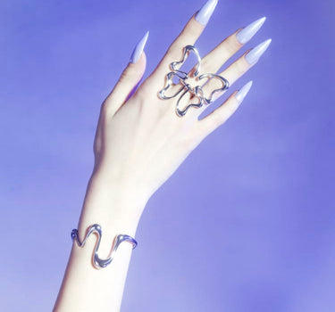 Silver Liquid Bangle Bracelet