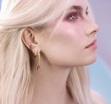Pendientes Drop Retorcidos Grandes - Oro