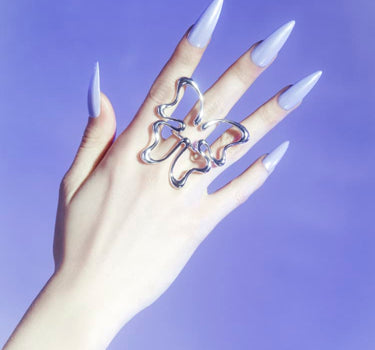 Large Silver Butterfly Ring