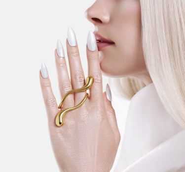 Anillo Drop Doble Dedo - Oro
