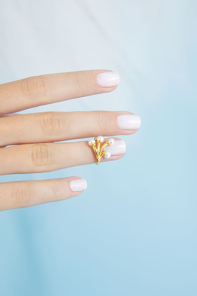 Anello da unghia con perle