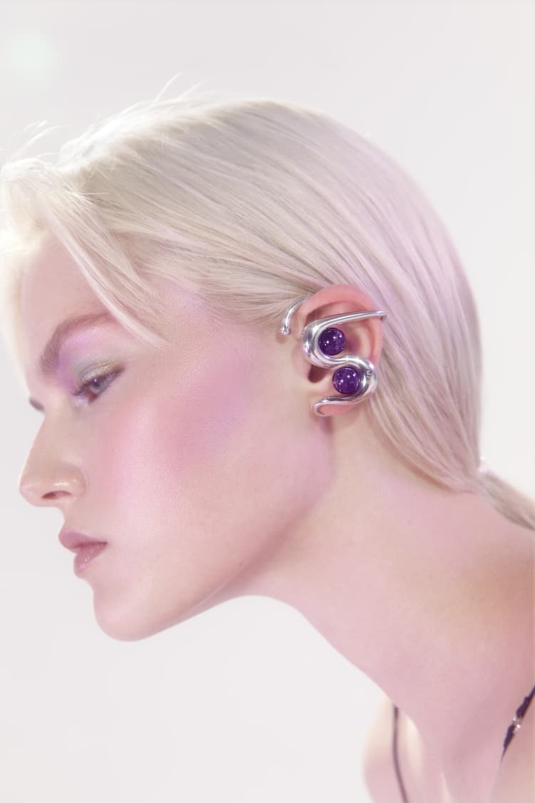 Ear cuff in argento con ametista