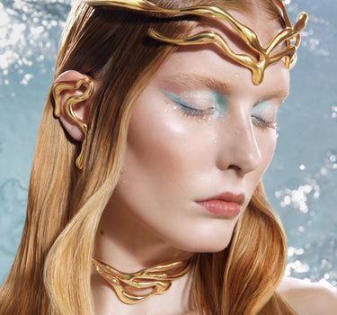 organic-shaped necklace in gold