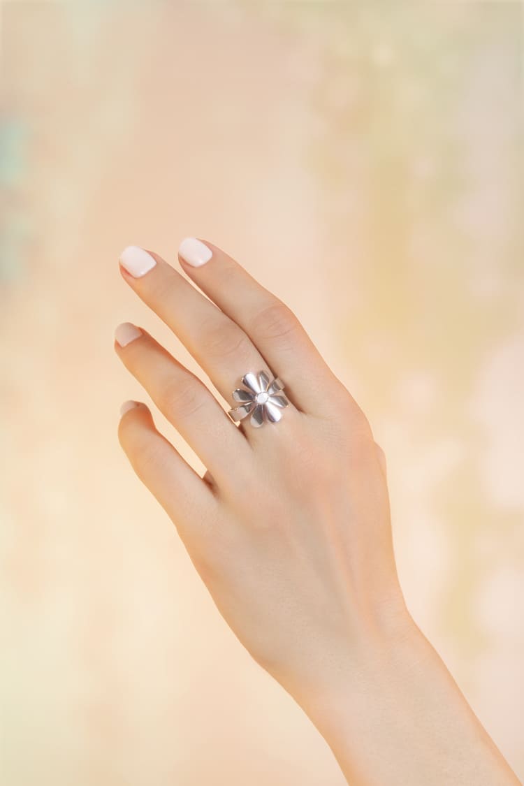 Silver Floral Ring