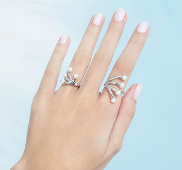 Set de anillos de plata con mini perlas