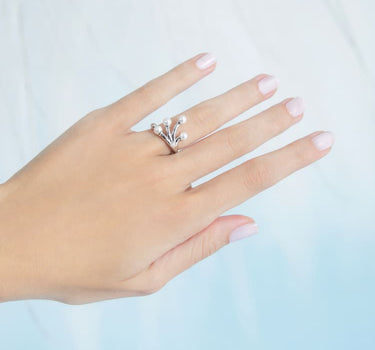 Silver Mini Pearls Jewelry Ring