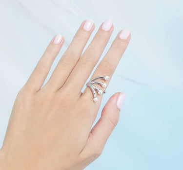 Silver Pearl Tiara Ring