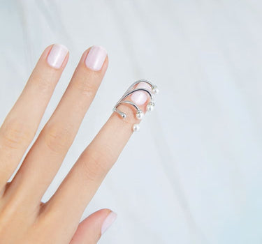 Anello per unghie in argento con mini perle