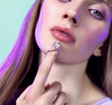 Anello midi in argento con cuore aperto Love