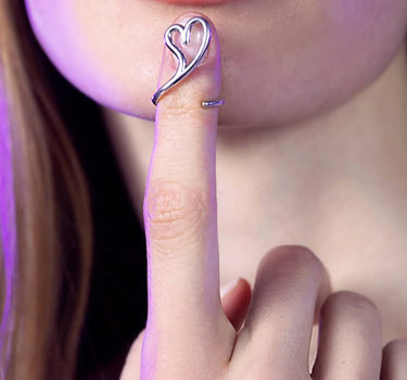 Anello midi in argento con cuore aperto Love