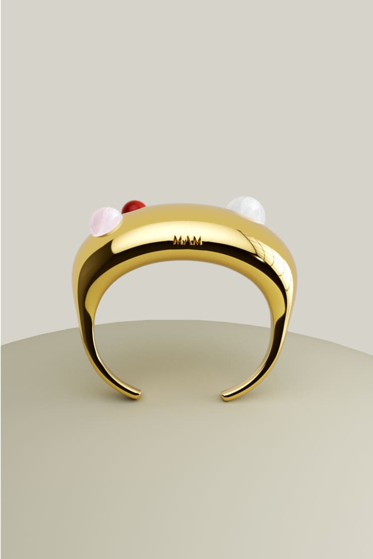 Gold Statement Bangle with Stones