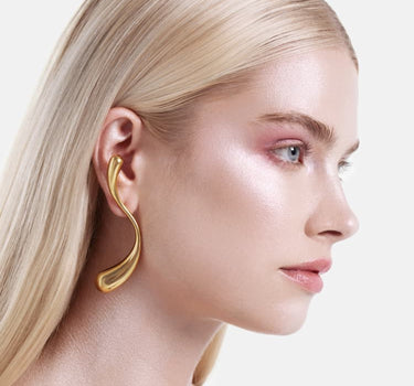 Pendientes Drop en Forma de S Grandes - Oro