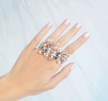 Silver Mini Pearls Hand Jewelry