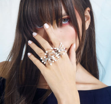 Silver Mini Pearls Hand Jewelry