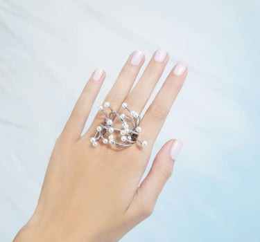 Silver Mini Pearls Ring