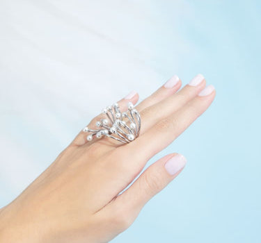 Silver Mini Pearls Ring