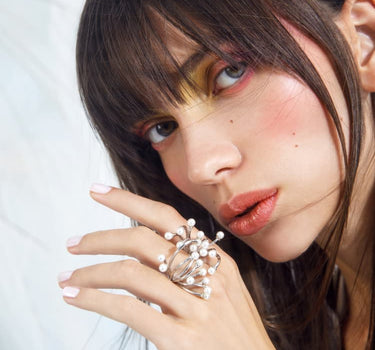 Silver Mini Pearls Ring