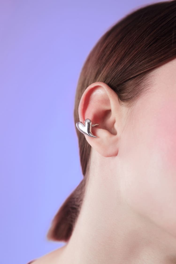 Silver Heart Ear Cuff