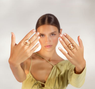 Gold Pearl Circular Ring