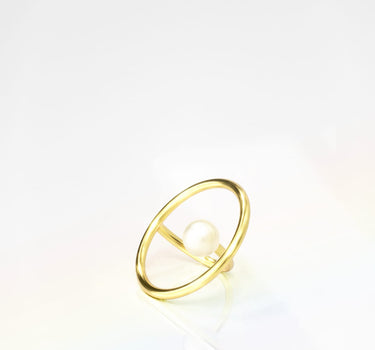 Gold Pearl Circular Ring