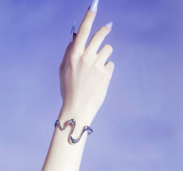 Silver Liquid Bangle Bracelet