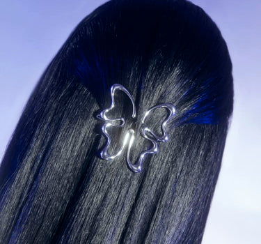 Clip para el cabello de mariposa en plata