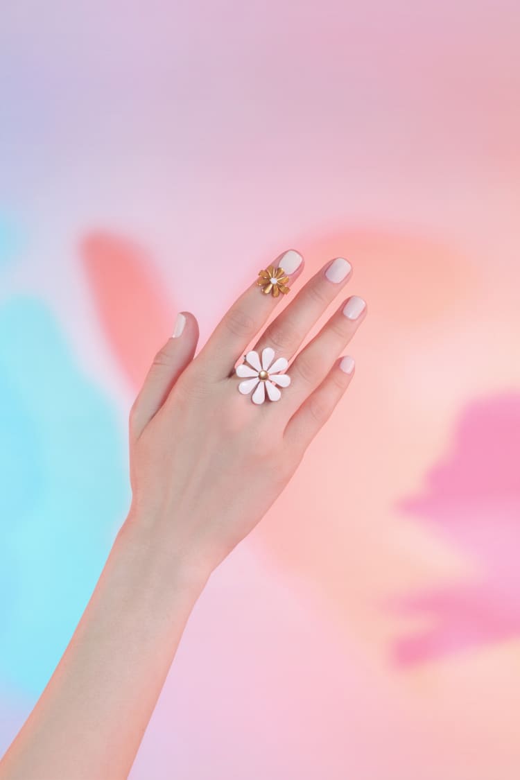 Gold Floral Ring Set