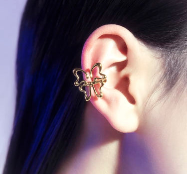 Butterfly earcuff huggie in gold