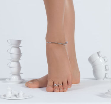 Cavigliera in argento con perla