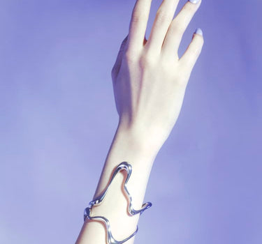 Bracelet jonc large Liquid en argent