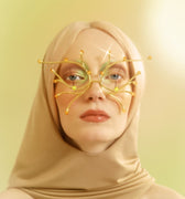 Gold Bold Face Jewel with Opal and Topaz Crystals