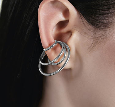 large coils ear cuff in silver