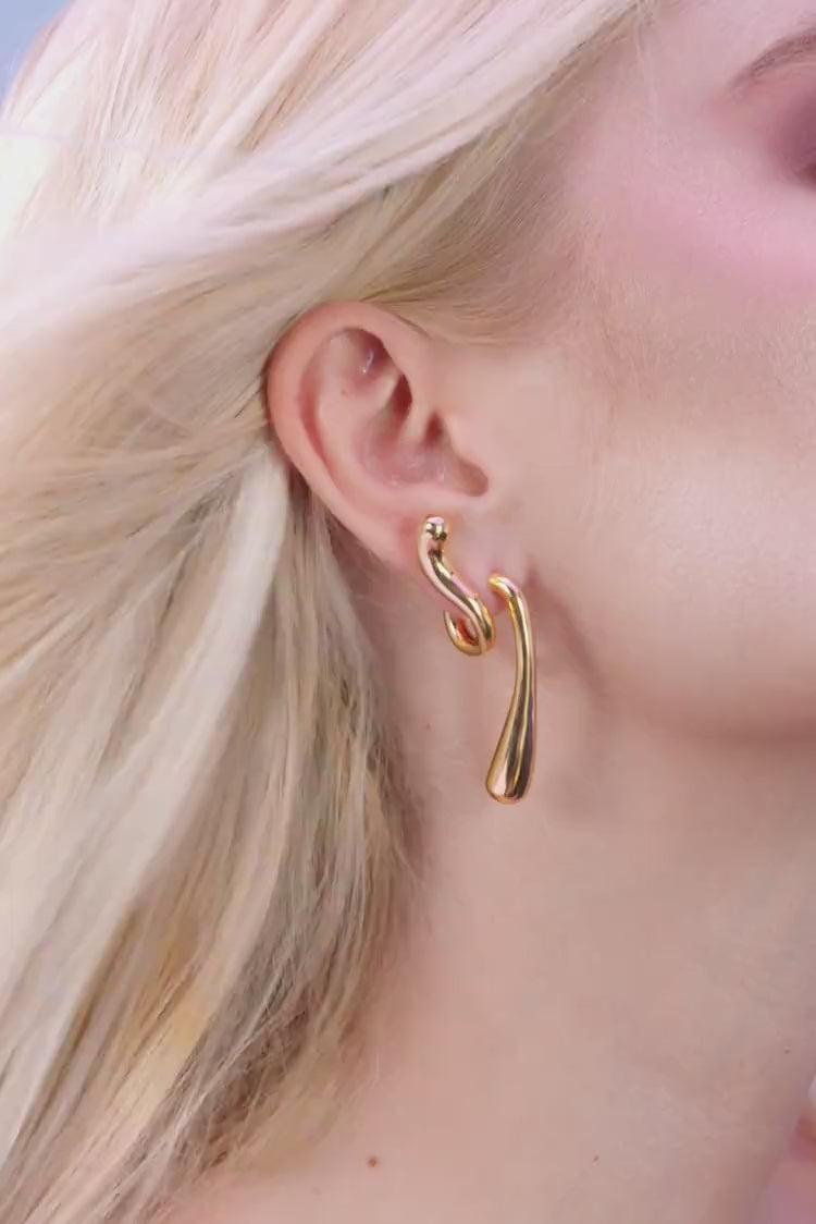 Große Gedrehte Tropfen-Ohrringe - Gold