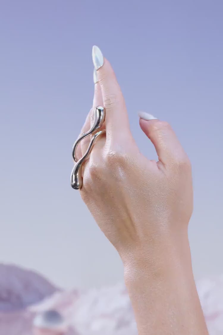 Anillo Drop Doble Dedo - Plata