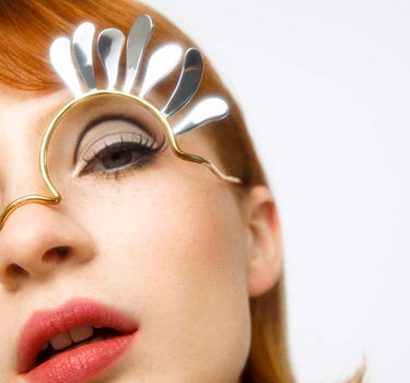 Facial flower jewelry with silver petals