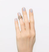 Daisy flower midi ring with silver petals