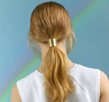Ponytail cuff in 18K gold finish (Small)