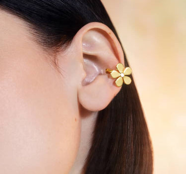 flower ear cuff in gold