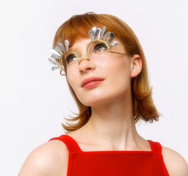 Facial flower jewelry with silver petals from MAM