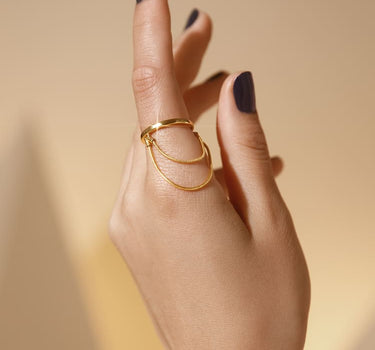 18K gold flow chain ring