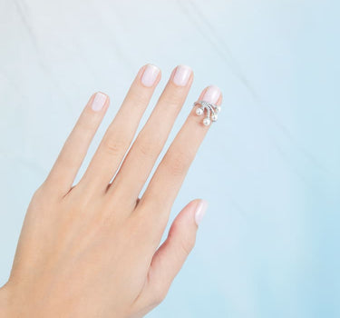 anello per unghie da sposa con perle in argento