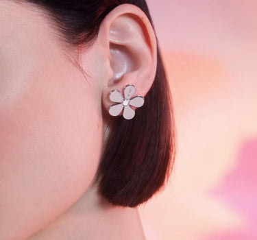 pendientes de flor plata