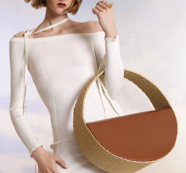 medium round raffia bag