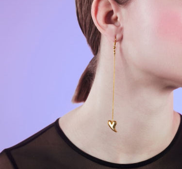 heart drop earrings in gold