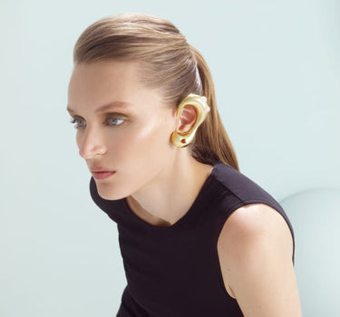 Gold cuff earrings with semi precious stones