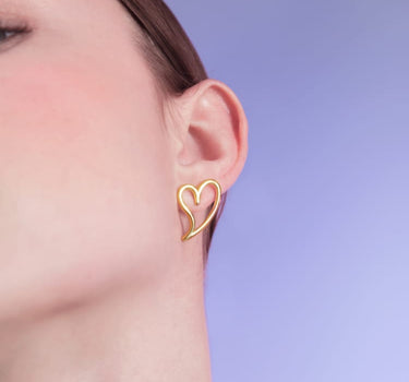 open heart stud earring in gold