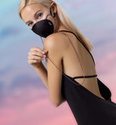 Black silk mask with chain